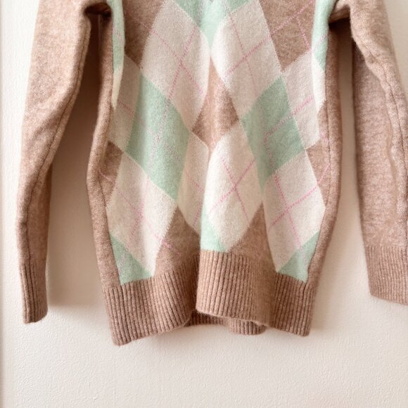 & Other Stories Oversized Argyle Patterned Mohair Jumper - Picture 8 of 10